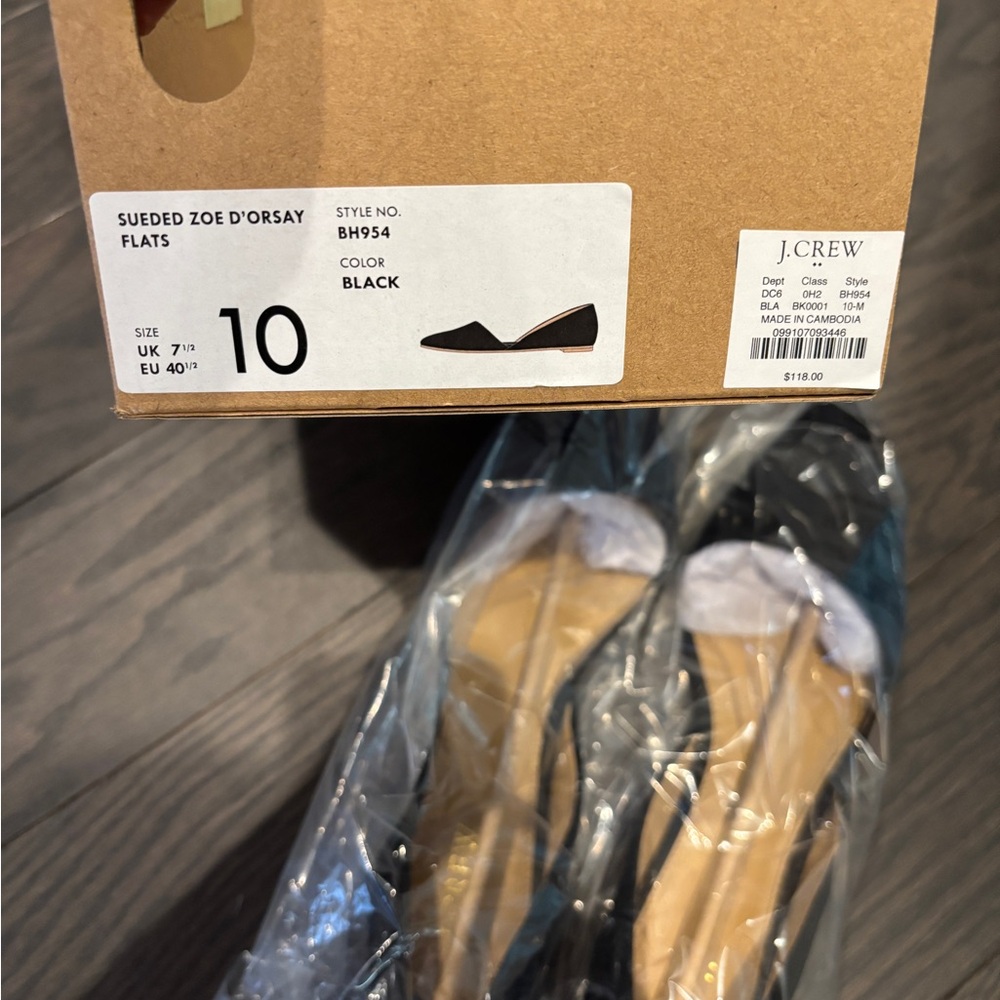 J.Crew Factory Suede Zoe D'Orsay Flats - Black